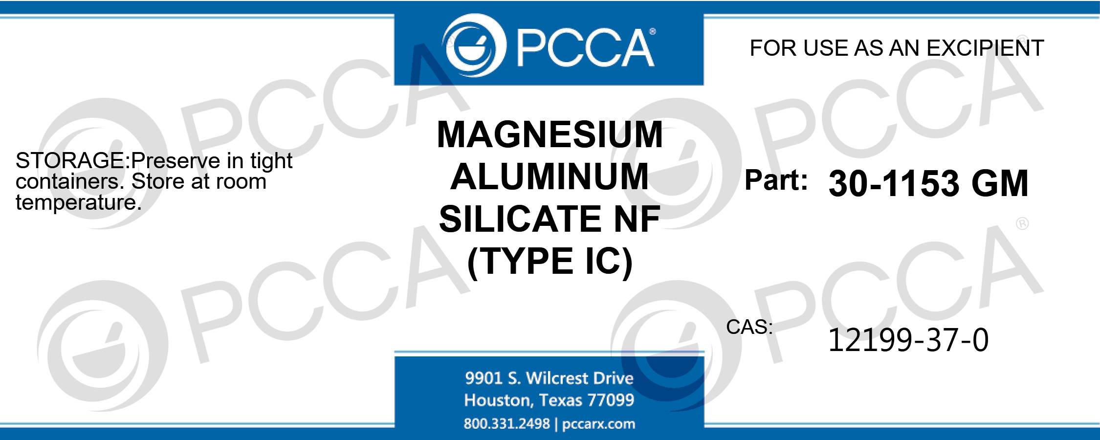 MAGNESIUM ALUMINUM SILICATE NF (TYPE IC) PCCA