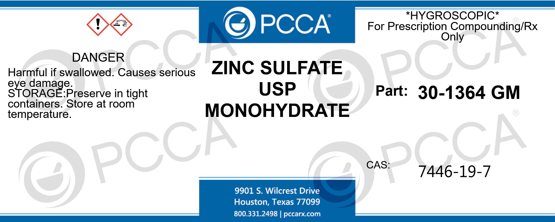 ZINC SULFATE USP MONOHYDRATE PCCA