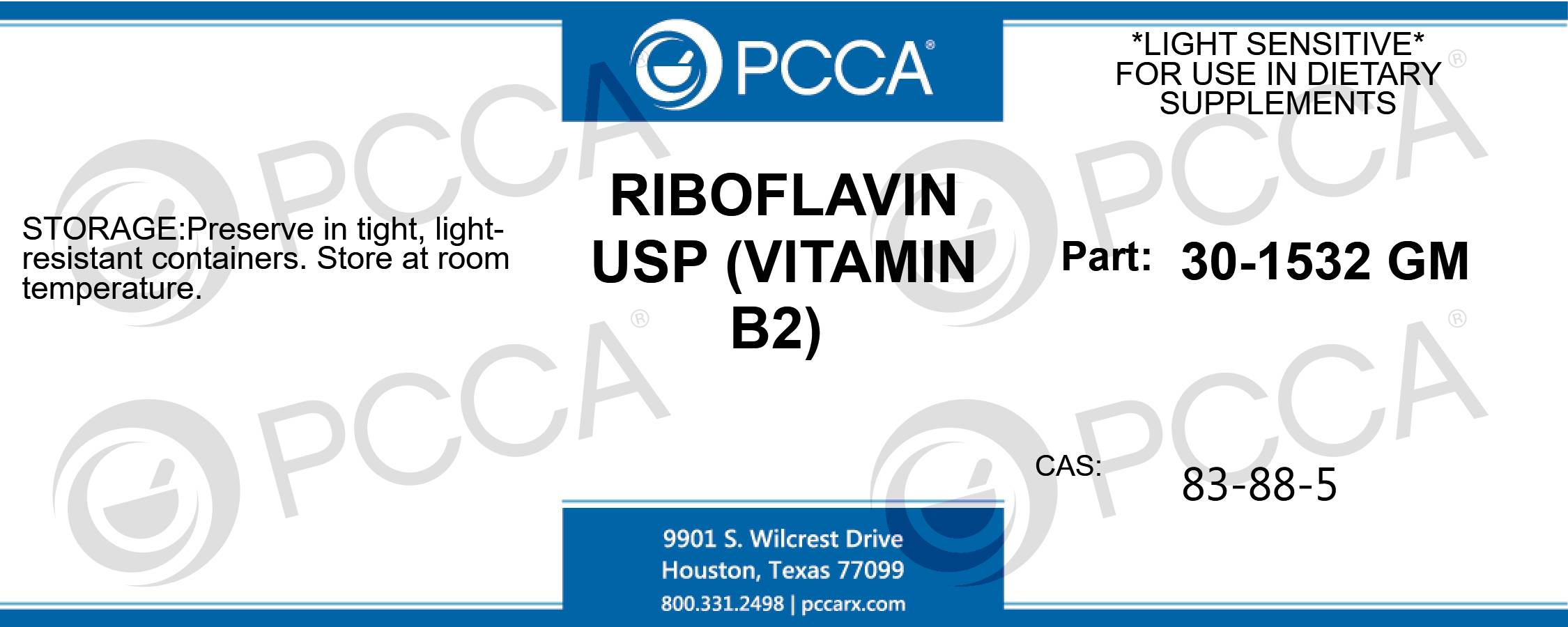 RIBOFLAVIN USP (VITAMIN B2) PCCA