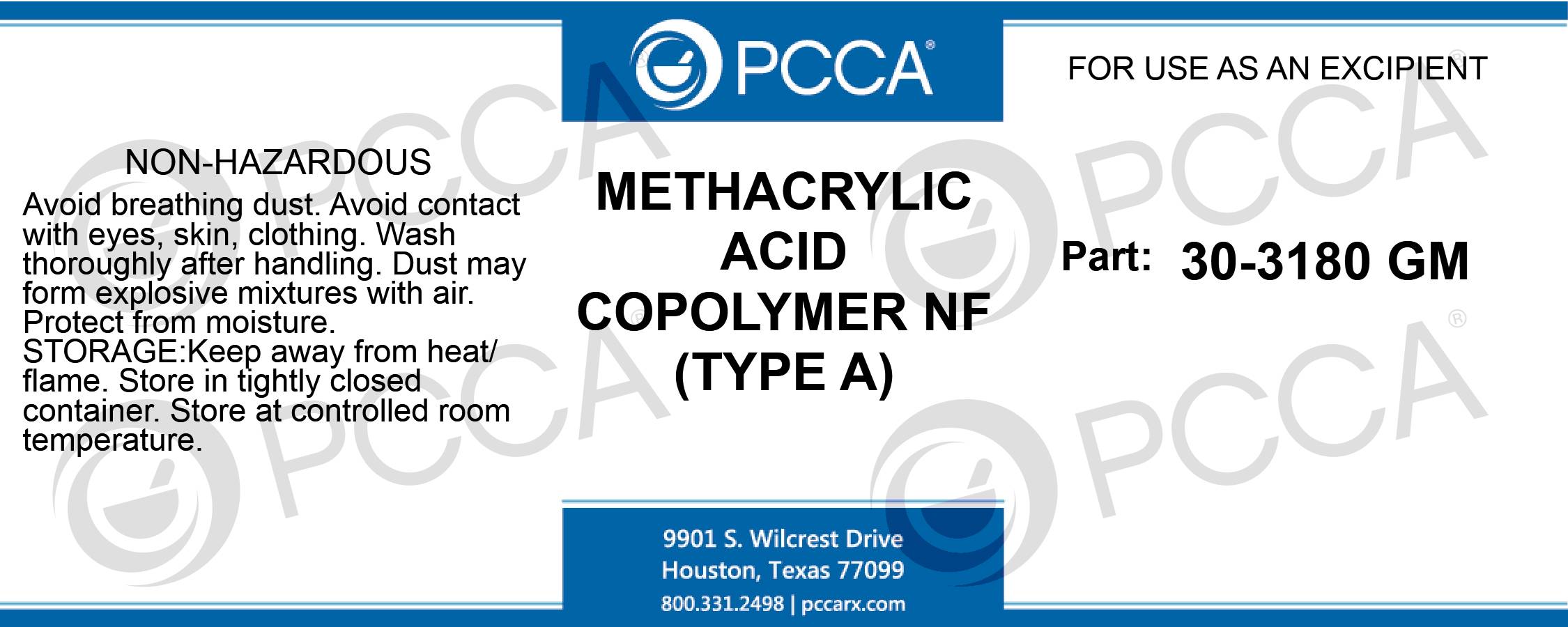 METHACRYLIC ACID COPOLYMER NF (TYPE A) PCCA