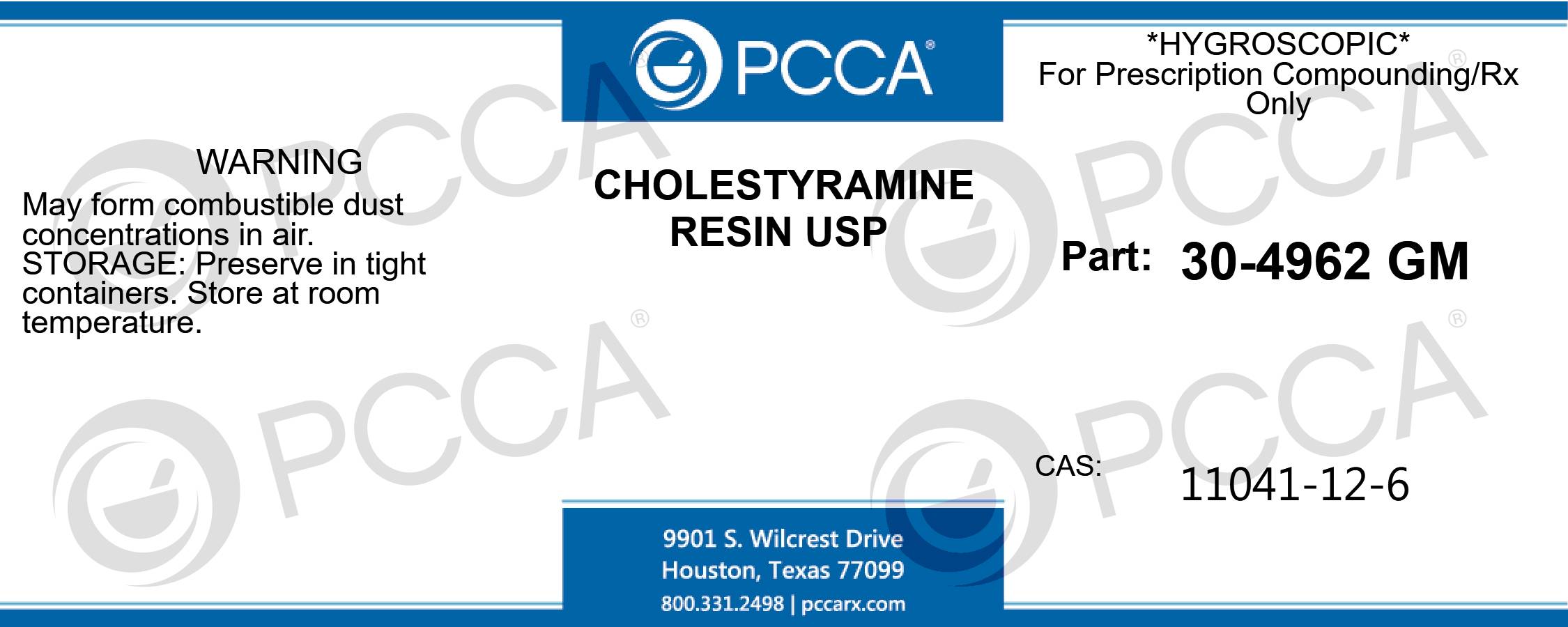 CHOLESTYRAMINE RESIN USP PCCA