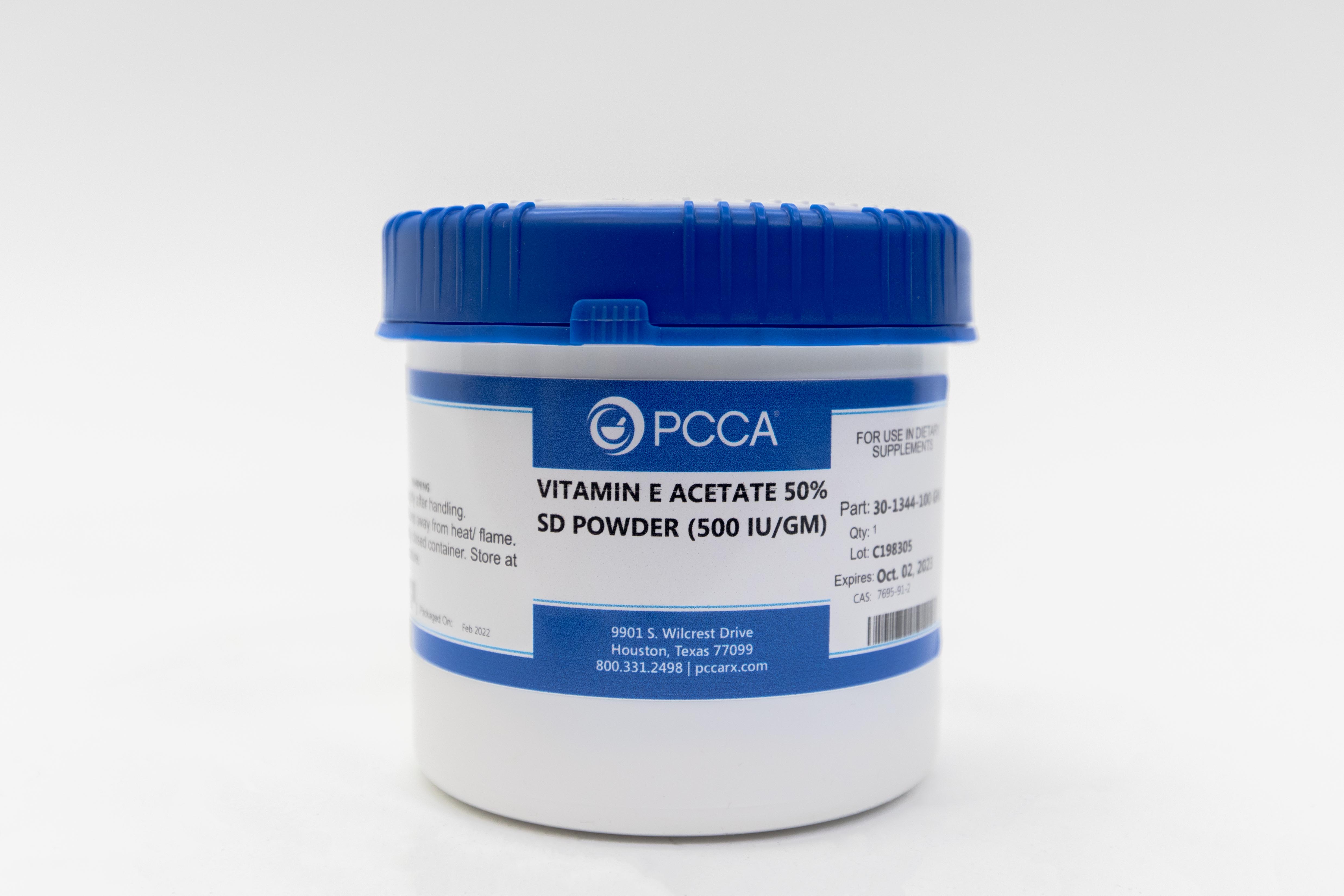 VITAMIN E ACETATE 50 SD POWDER (500 IU/GM) PCCA